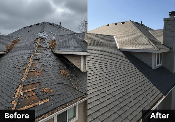 Roofing before and after transformation