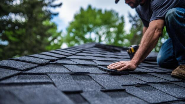 Roofing crew at work